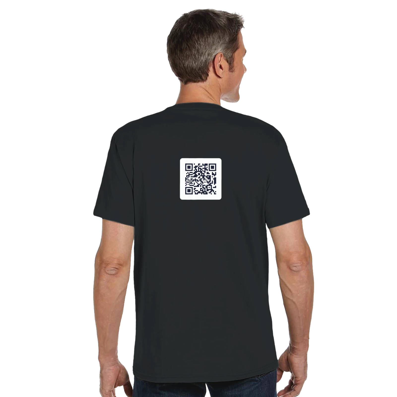 Dos de Organic Unisex Crewneck T-shirt | Econscious EC1000 avec un QR code Activishare centré