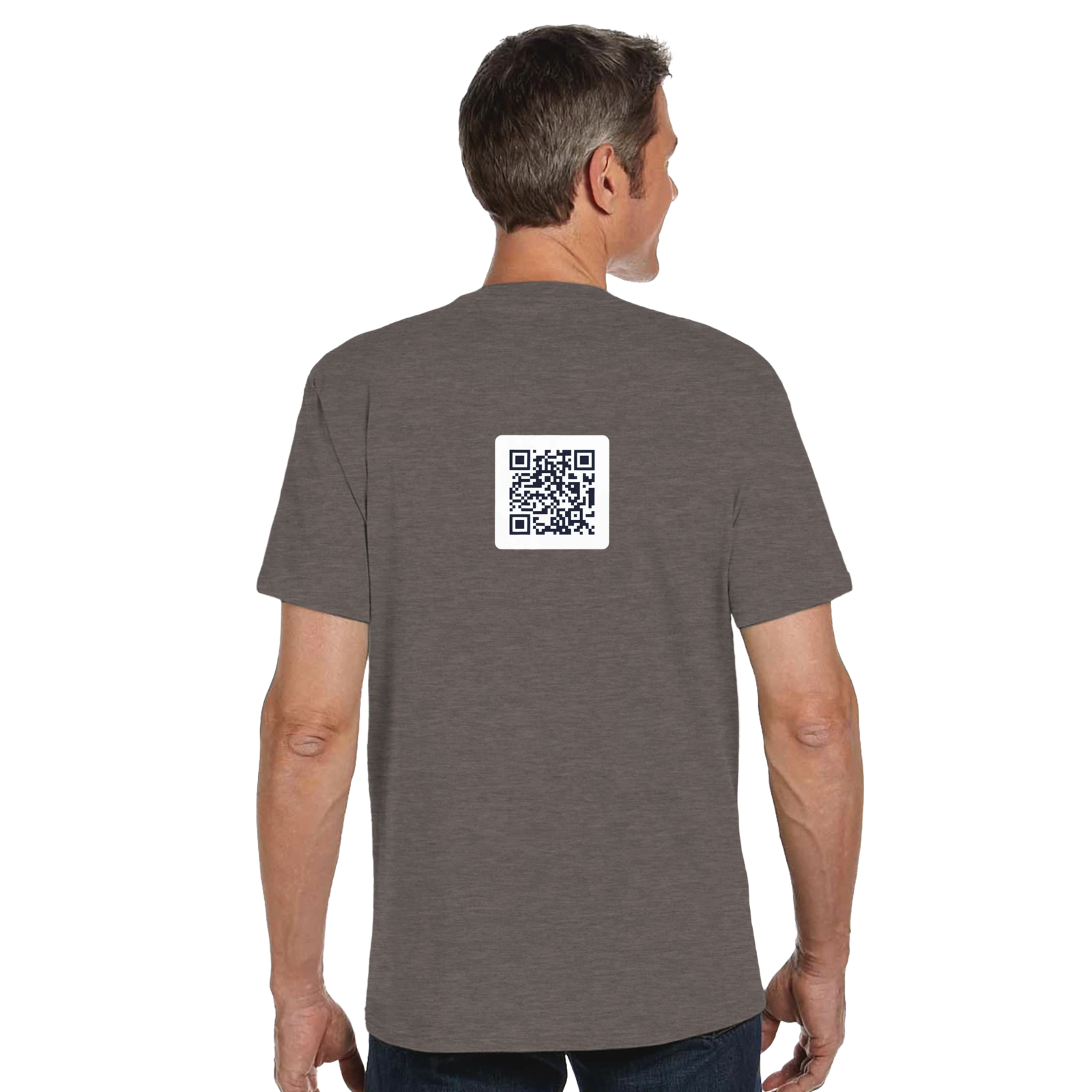 Back of Organic Unisex Crewneck T-shirt | Econscious EC1000 with a centred Activishare QR code